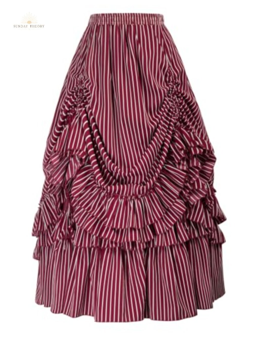 Victorian Gothic Steampunk Maxi Skirt Striped Ruffled Renaissance